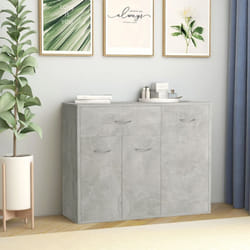 vidaXL Sideboard Concrete Grey Engineered Wood Cabinet Home Organiser Buffet