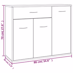 vidaXL Sideboard Concrete Grey Engineered Wood Cabinet Home Organiser Buffet - Additional view 4