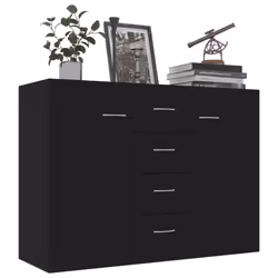 vidaXL Sideboard Black Engineered Wood Storage Cabinet Home Organiser Buffet