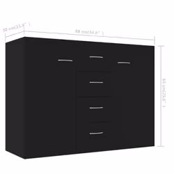 vidaXL Sideboard Black Engineered Wood Storage Cabinet Home Organiser Buffet - Additional view 4