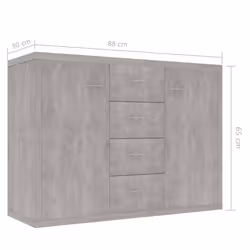 vidaXL Sideboard Concrete Grey Engineered Wood Cabinet Home Organiser Buffet - Additional view 6