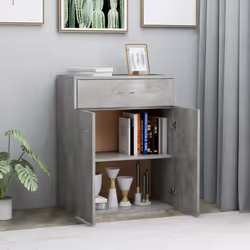vidaXL Sideboard Concrete Grey Engineered Wood Home Storage Drawer Cabinet