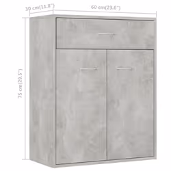 vidaXL Sideboard Concrete Grey Engineered Wood Home Storage Drawer Cabinet - Additional view 4