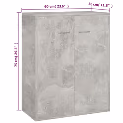 vidaXLboard Concrete Grey Engineered Wood Indoor Storage Cabinet Furniture - Additional view 4