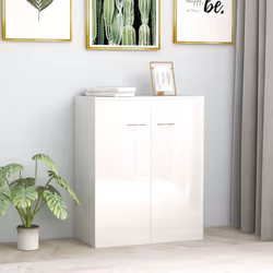 vidaXL Sideboard High Gloss White Engineered Wood Home Indoor Storage Cabinet