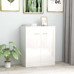 vidaXL Sideboard High Gloss White Engineered Wood Home Indoor Storage Cabinet