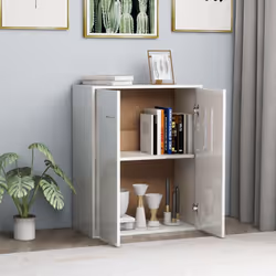 vidaXL Sideboard High Gloss White Engineered Wood Home Indoor Storage Cabinet