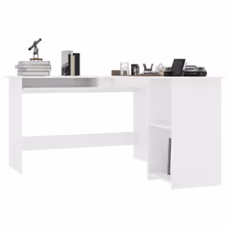 vidaXL L-Shaped Corner Desk Engineered Wood White Office PC Computer Table - Additional view 4