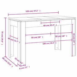 vidaXL Dining Table Black Engineered Wood Kitchen Indoor Dinner Room Furniture - Additional view 5