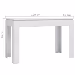 vidaXL Dining Table High Gloss White 120cm Engineered Wood Dinner Desk Stand
