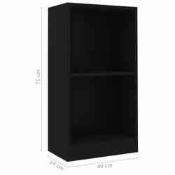 vidaXL Book Cabinet Display Rack Bookshelf Storage Shelf Rack Engineered Wood - black, 40 x 24 x 75 cm - Additional view 3