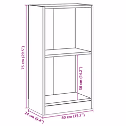 vidaXL Book Cabinet Display Rack Bookshelf Storage Shelf Rack Engineered Wood - sonoma oak, 40 x 24 x 75 cm - Additional view 3