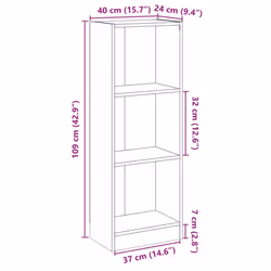 vidaXL Bookshelf Standing Shelf Storage Rack Book Cabinet Engineered Wood - grey, 40 x 24 x 109 cm