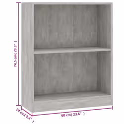 vidaXL Bookshelf Concrete Grey Engineered Wood Standing Shelf Storage Rack - Additional view 5