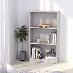 vidaXL 3-Tier Book Cabinet Concrete Grey Engineered Wood Bookcase Room Divider