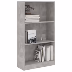 vidaXL 3-Tier Book Cabinet Concrete Grey Engineered Wood Bookcase Room Divider