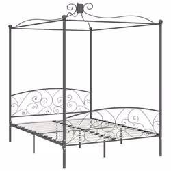 vidaXL Canopy Bed Frame Grey Metal 160x200cm Bedroom Double Beds Furniture