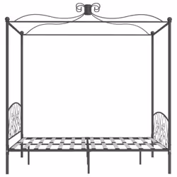 vidaXL Canopy Bed Frame Grey Metal 160x200cm Bedroom Double Beds Furniture - Additional view 5