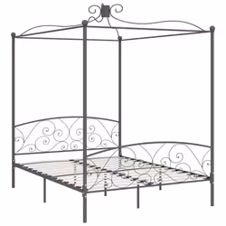 vidaXL Canopy Bed Frame Grey Metal 160x200cm Bedroom Double Beds Furniture - Additional view 6