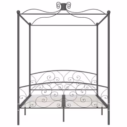 vidaXL Canopy Bed Frame Grey Metal 160x200cm Bedroom Double Beds Furniture - Additional view 7