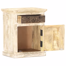 vidaXL Solid Mango Wood Bedside Cabinet White 40x30x50cm Telephone Stands