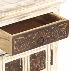 vidaXL Solid Mango Wood Bedside Cabinet White 40x30x50cm Telephone Stands - Additional view 4