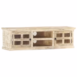 vidaXL Solid Mango Wood TV Cabinet White 130x30x36cm Media Console Table Stand