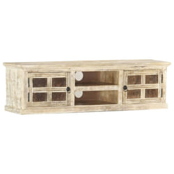 vidaXL Solid Mango Wood TV Cabinet White 130x30x36cm Media Console Table Stand
