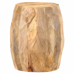 vidaXL Solid Mango Wood Drum Stool Wooden Sitting Seat Plant Lamp Side Stand - Additional view 5