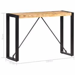 vidaXL Console Table Accent Table Side Tea End Table Solid Reclaimed Wood - 110 x 35 x 76 cm - Additional view 3