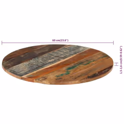 vidaXL Round Table Top 60cm 15-16mm Solid Reclaimed Wood Wooden Furniture - Additional view 5