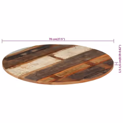 vidaXL Round Table Top Home Replacement Dining Table Top Solid Reclaimed Wood - 70 cm 15-16 mm - Additional view 6