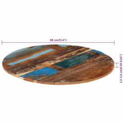 vidaXL Round Table Top 80cm 15-16mm Solid Reclaimed Wood Wooden Furniture - Additional view 6