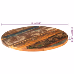vidaXL Round Table Top Home Replacement Dining Table Top Solid Reclaimed Wood - 60 cm 25-27 mm - Additional view 6