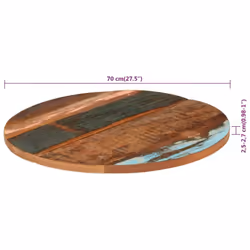 vidaXL Round Table Top 70cm 25-27mm Solid Reclaimed Wood Wooden Furniture - Additional view 6