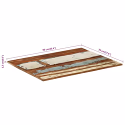 vidaXL Rectangular Table Top 70x90cm 15-16mm Solid Reclaimed Wood Furniture - Additional view 8