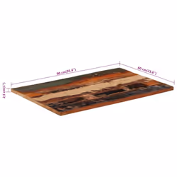 vidaXL Rectangular Table Top 60x90cm 25-27mm Solid Reclaimed Wood Furniture - Additional view 7