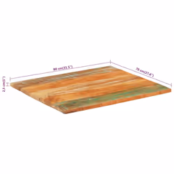 vidaXL Rectangular Table Top 70x80cm 25-27mm Solid Reclaimed Wood Furniture - Additional view 4