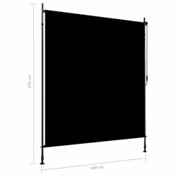 vidaXL Outdoor Roller Blind 200x270cm Anthracite Vertical Screen Porch Shade - Additional view 6