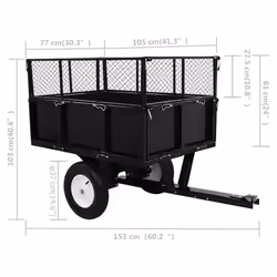 vidaXL Tipping Trailer for Lawn Mower 300 kg Load Garden Trolley Cart Truck - Additional view 3