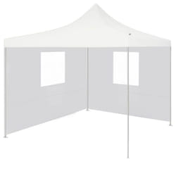 vidaXL Professional Folding Party Tent with 2 Sidewalls 3x3m Steel White Shade