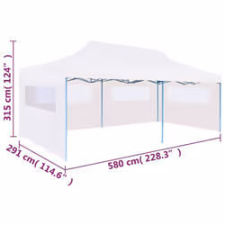 vidaXL Folding Pop-up Partytent with Sidewalls 3x6m Steel White Gazebo Canopy - Additional view 7