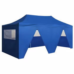 vidaXL Professional Folding Party Tent with 4 Sidewalls 3x6m Blue Steel Gazebo - Additional view 4
