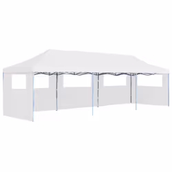 vidaXL Folding Pop-up Party Tent with 5 Sidewalls 3x9m White Gazebo Canopy