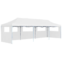 vidaXL Folding Pop-up Party Tent with 5 Sidewalls 3x9m White Gazebo Canopy