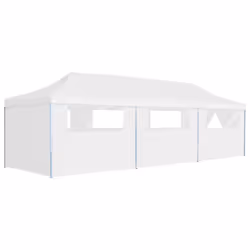 vidaXL Folding Pop-up Party Tent with 8 Sidewalls 3x9m White Gazebo Canopy