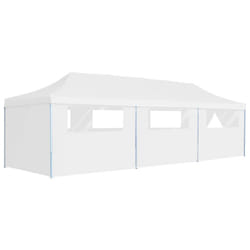 vidaXL Folding Pop-up Party Tent with 8 Sidewalls 3x9m White Gazebo Canopy