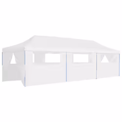 vidaXL Folding Pop-up Party Tent with 8 Sidewalls 3x9m White Gazebo Canopy