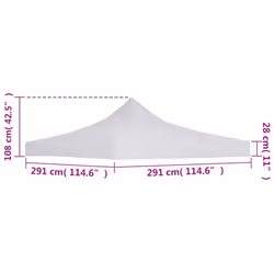 vidaXL Party Tent Roof 3x3m White Gazebo Marquee Canopy Top Replacement Cover