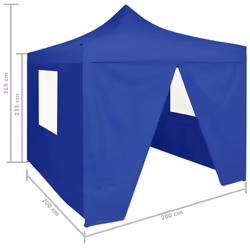 vidaXL Professional Folding Party Tent with 4 Sidewalls Steel Blue 2x2m Canopy